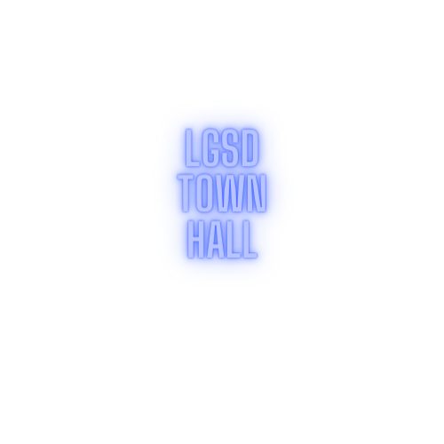 LGSD Town Hall in blue glowing lights