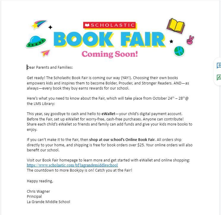 Book Fair Letter