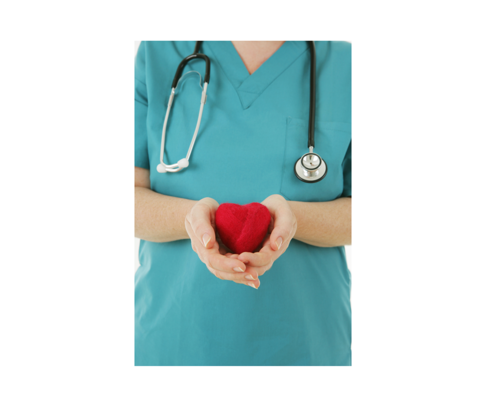 Nurse with red heart in hands