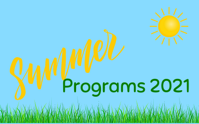 grass and a sun with "Summer Programs" 2021