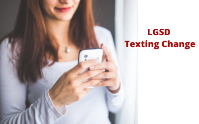 Woman on phone and words, "LGSD Texting Change"