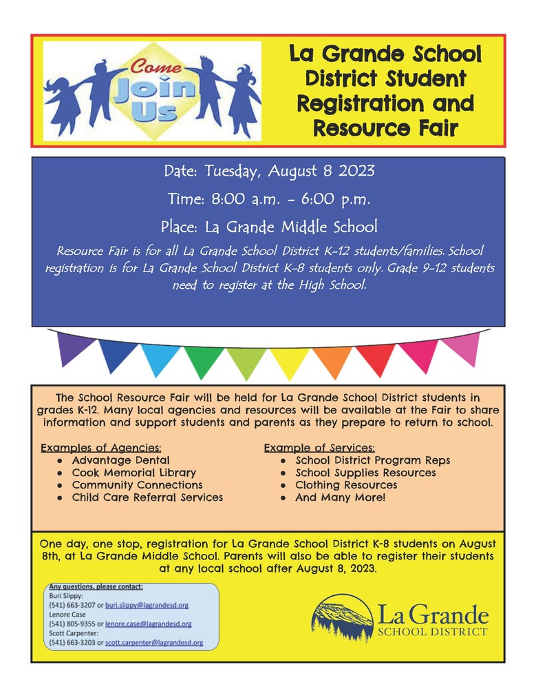 La Grande School District Student Registration and Resource Fair! | La ...