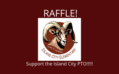 Raffle!  Then the Island City ram mascot and "Support the Island City PTO!!!!!"