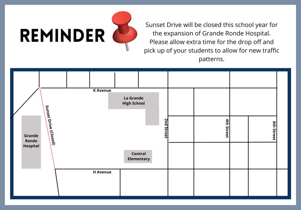 Map of road closure on Sunset Drive