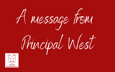Central Elementary logo with cougar and, "A message from Principal West"