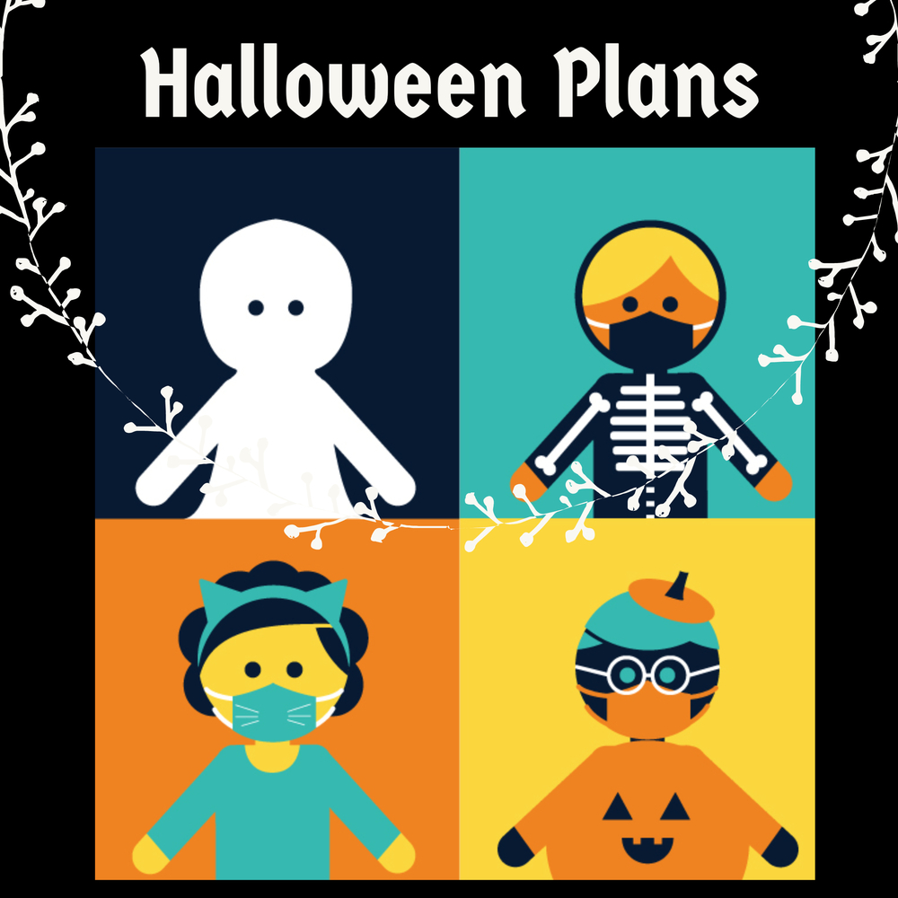 Halloween ghost, skeleton, kitten, pumpkin Halloween costumes.