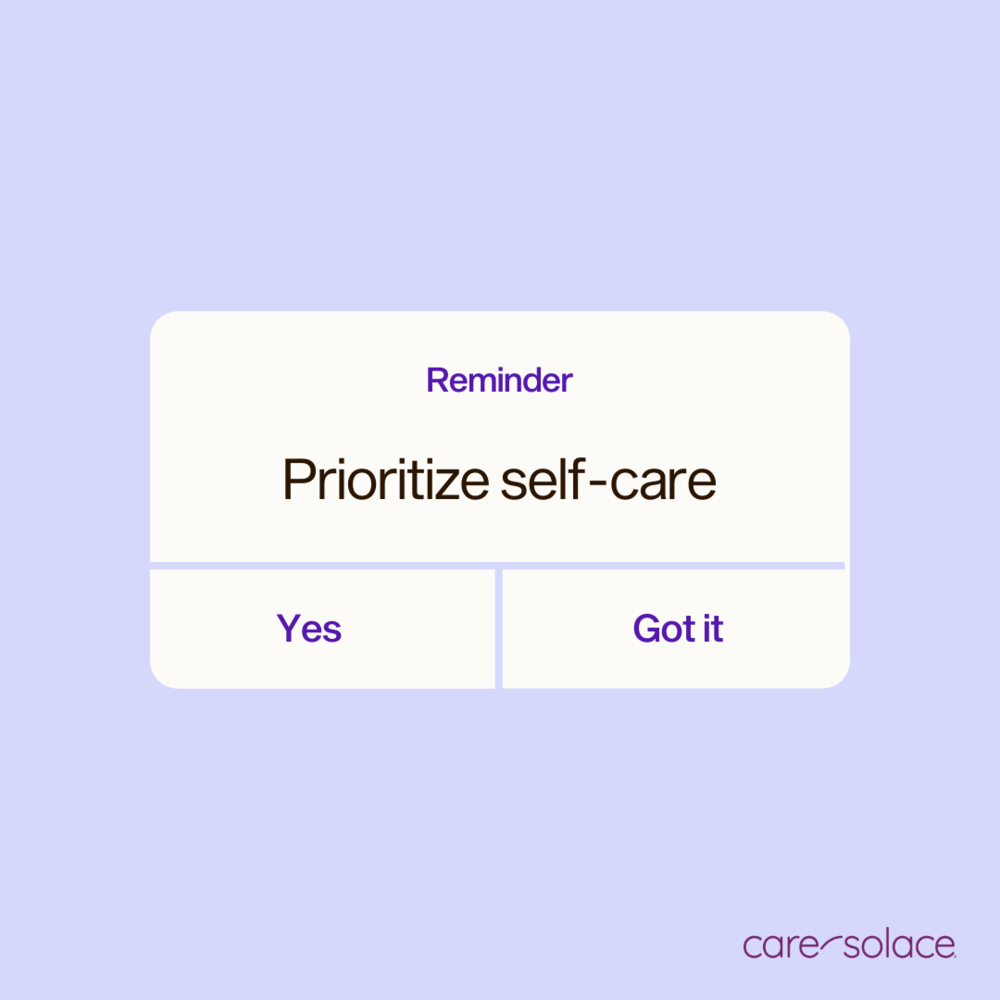 Survey that reads reminder, prioritize self-care