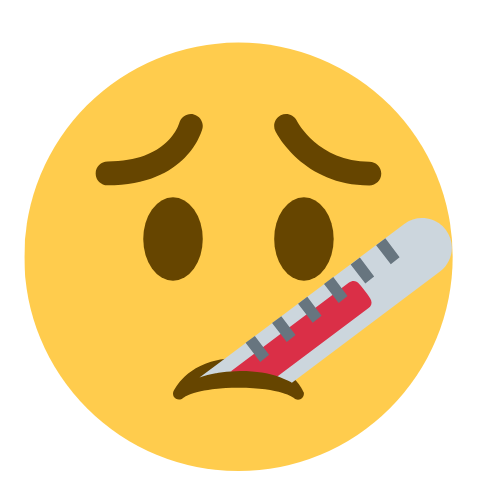 Emoji sad face with thermometer in mouth