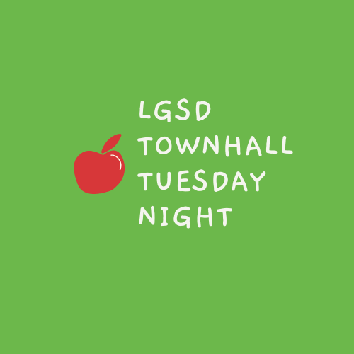 LGSD Townhall Tuesday Night with red apple