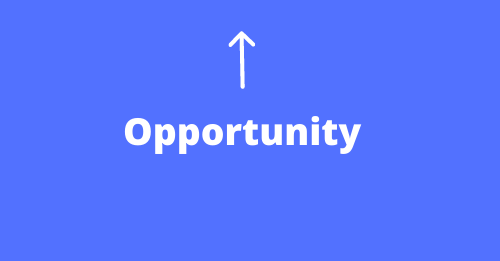 The word opportunity with an arrow pointing at the job opening.