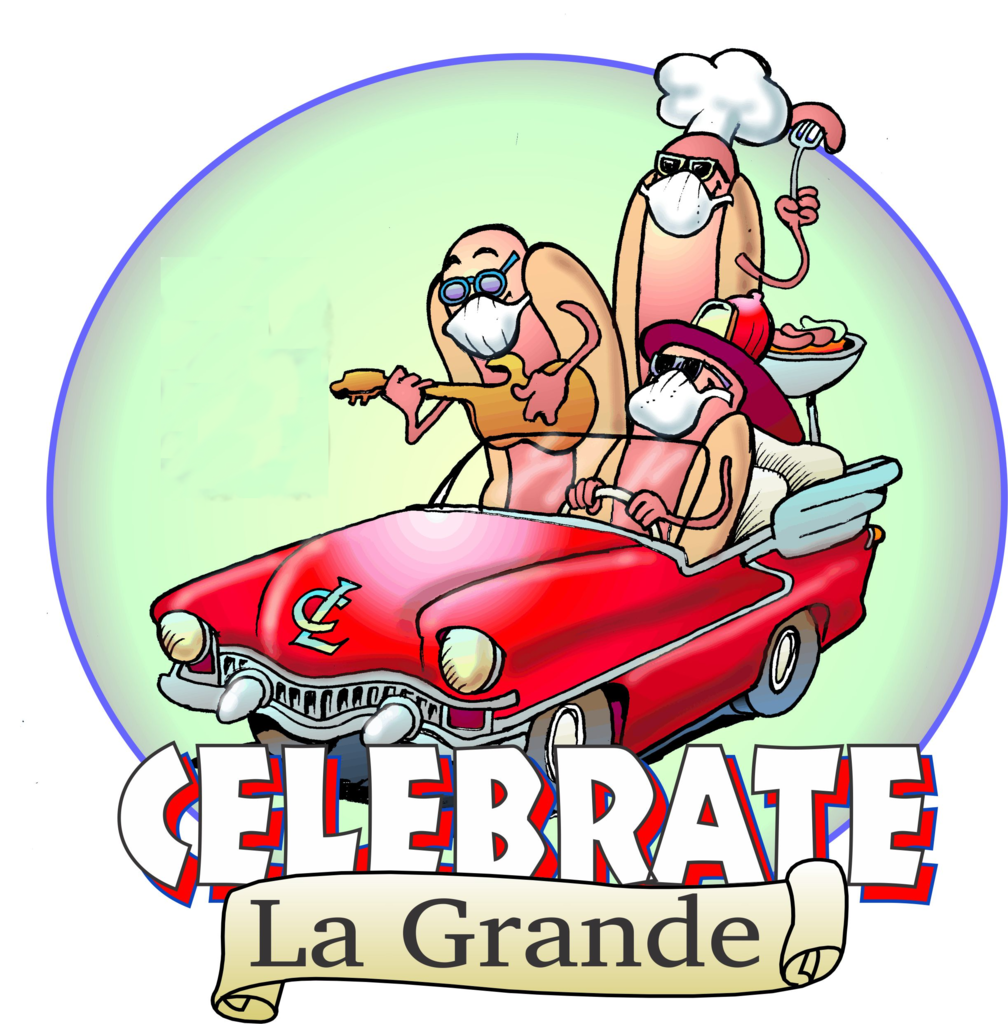 Convertible care with three comical hot dogs.