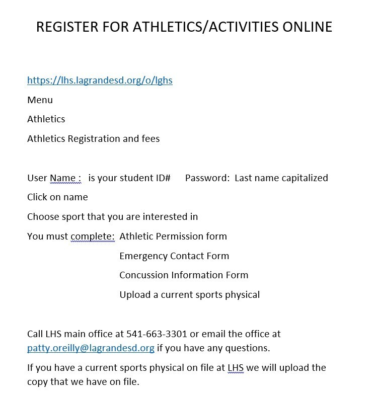 Online Athletic registration