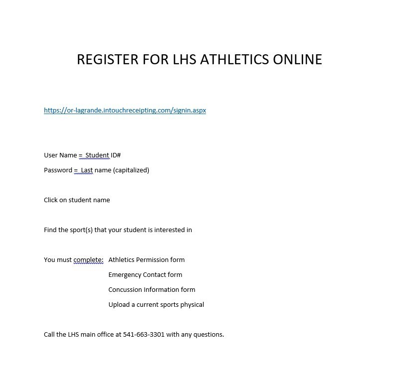 Athletic Registration