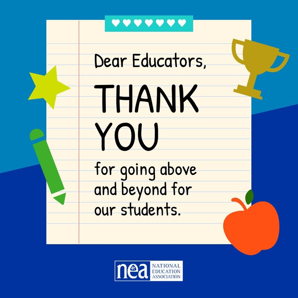 notebook paper that reads dear educator, thank you for going above and beyond for our students.