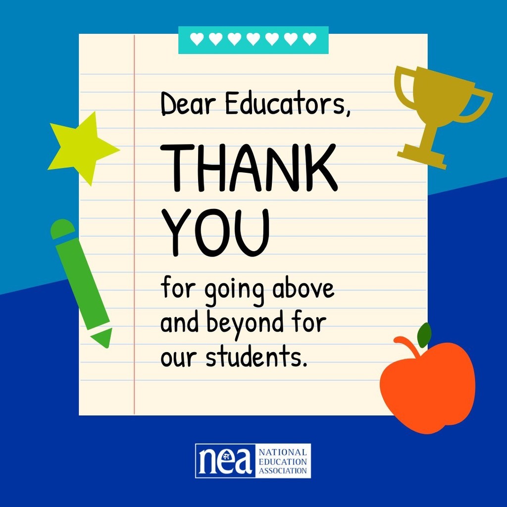 notebook paper that reads dear educator, thank you for going above and beyond for our students. 