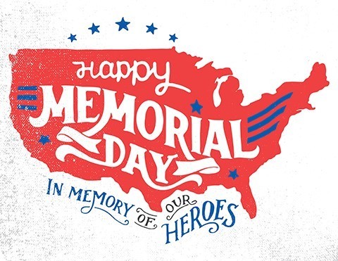 image of USA with words Happy Memorial Day in memory of our heroes