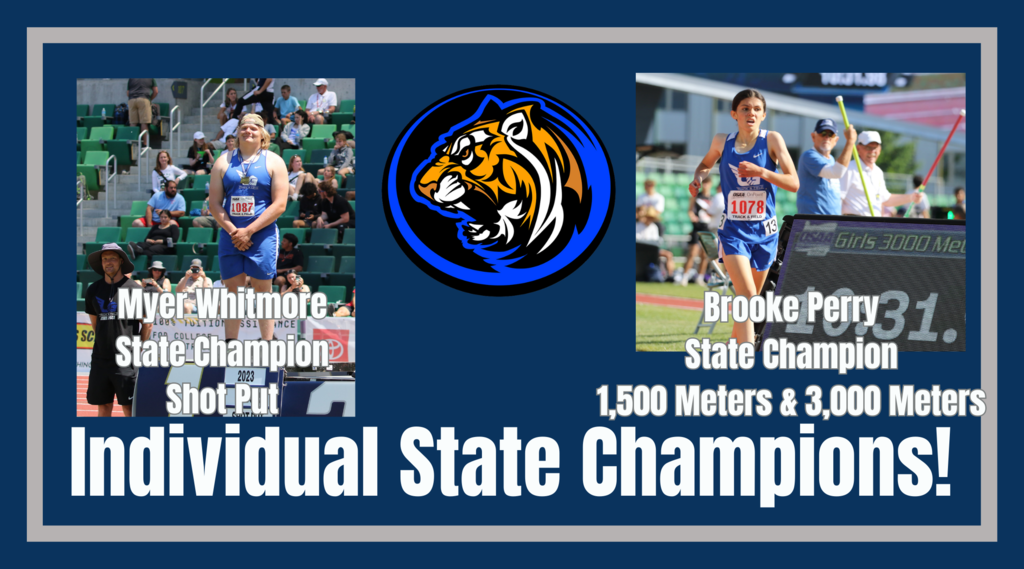Congratulations to 1,500 Meter AND 3,000 Meter State Champion Brooke Perry!  Congratulations to Shot Put State Champion Myer Whitmore!