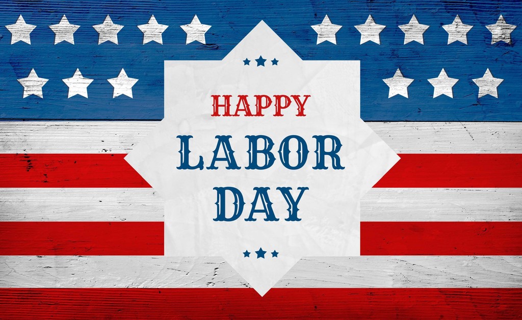 Happy Labor Day over the American flag