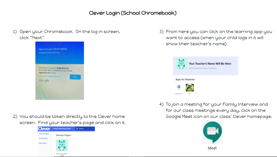 Helpful instructions on how to Log On to Clever!